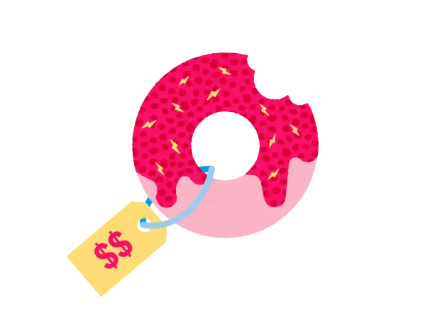 Donut with price tag attached